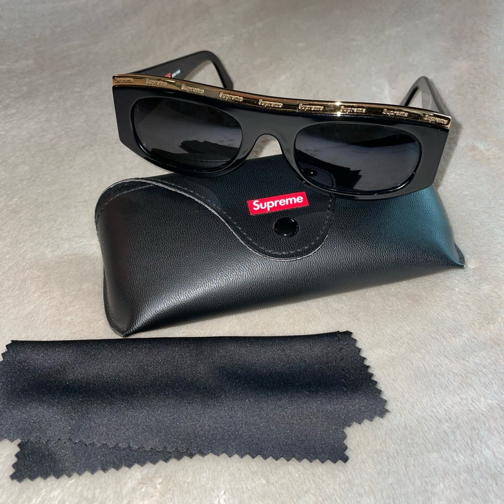 Supreme Black Sunglasses with Gold Trim